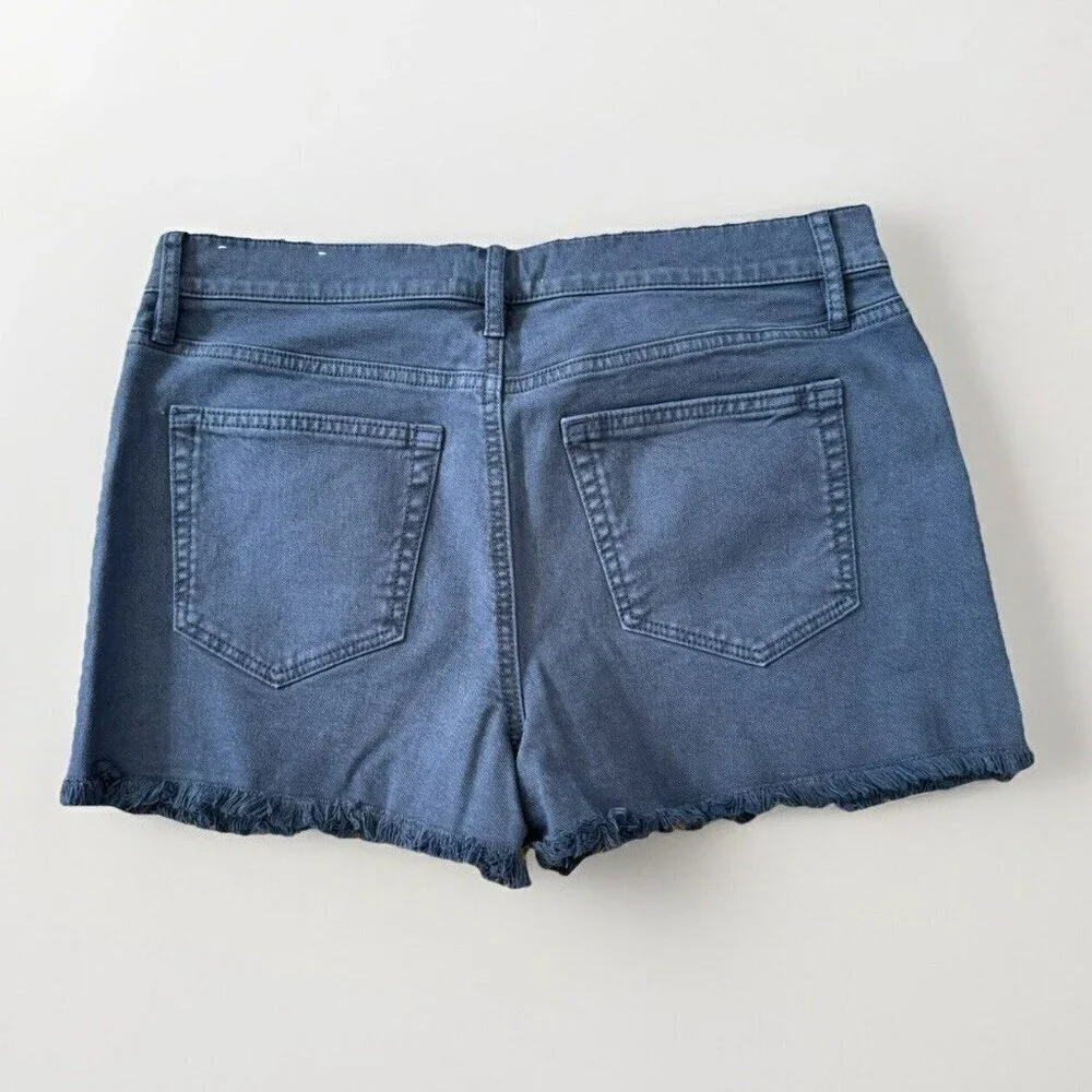 LOFT Womens High Rise The Cut Off Denim Shorts Size 29 Navy Denim